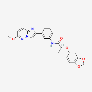 molecular formula C23H20N4O5 B2878029 2-(benzo[d][1,3]dioxol-5-yloxy)-N-(3-(6-methoxyimidazo[1,2-b]pyridazin-2-yl)phenyl)propanamide CAS No. 1060261-29-1