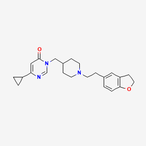 molecular formula C23H29N3O2 B2878033 6-Cyclopropyl-3-({1-[2-(2,3-dihydro-1-benzofuran-5-yl)ethyl]piperidin-4-yl}methyl)-3,4-dihydropyrimidin-4-one CAS No. 2097924-20-2