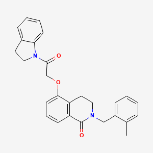 molecular formula C27H26N2O3 B2878037 5-(2-(indolin-1-yl)-2-oxoethoxy)-2-(2-methylbenzyl)-3,4-dihydroisoquinolin-1(2H)-one CAS No. 850907-84-5
