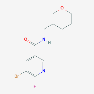 5-bromo-6-fluoro-N-[(oxan-3-yl)methyl]pyridine-3-carboxamide
