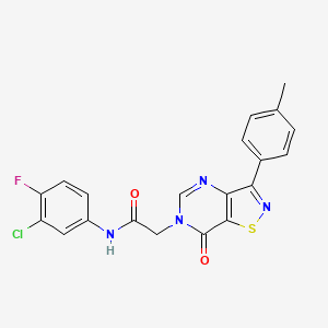 molecular formula C20H14ClFN4O2S B2878061 1-{[4-(5-cyclopropyl-1,2,4-oxadiazol-3-yl)-2-thienyl]sulfonyl}-N-(4-fluoro-2-methylphenyl)piperidine-4-carboxamide CAS No. 1112395-69-3