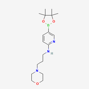 molecular formula C18H30BN3O3 B2878062 N-[3-(吗啉-4-基)丙基]-5-(四甲基-1,3,2-二氧杂硼烷-2-基)吡啶-2-胺 CAS No. 2490666-11-8