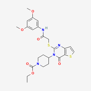 ethyl 4-(2-((2-((3,5-dimethoxyphenyl)amino)-2-oxoethyl)thio)-4-oxothieno[3,2-d]pyrimidin-3(4H)-yl)piperidine-1-carboxylate