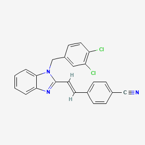 molecular formula C23H15Cl2N3 B2878068 4-[(E)-2-[1-[(3,4-dichlorophenyl)methyl]benzimidazol-2-yl]ethenyl]benzonitrile CAS No. 400079-51-8