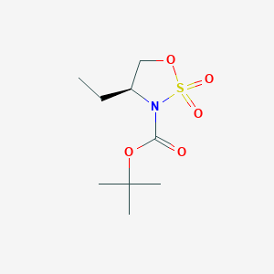 molecular formula C9H17NO5S B2878070 (S)-叔丁基 4-乙基-1,2,3-恶噻唑烷-3-羧酸酯 2,2-二氧化物 CAS No. 1173202-49-7