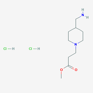 molecular formula C10H22Cl2N2O2 B2878071 Methyl 3-[4-(aminomethyl)piperidin-1-yl]propanoate dihydrochloride CAS No. 1955541-31-7