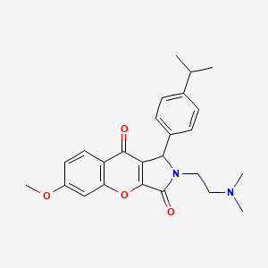 molecular formula C25H28N2O4 B2878073 2-(2-(Dimethylamino)ethyl)-1-(4-isopropylphenyl)-6-methoxy-1,2-dihydrochromeno[2,3-c]pyrrole-3,9-dione CAS No. 886153-08-8