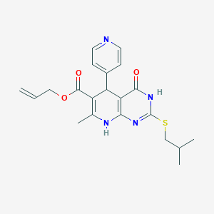 molecular formula C21H24N4O3S B2878102 Allyl 2-(isobutylthio)-7-methyl-4-oxo-5-(pyridin-4-yl)-3,4,5,8-tetrahydropyrido[2,3-d]pyrimidine-6-carboxylate CAS No. 876865-44-0
