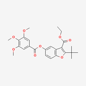 molecular formula C25H28O8 B2878106 3-Benzofurancarboxylicacid,2-(1,1-dimethylethyl)-5-[(3,4,5-trimethoxybenzoyl)oxy]-,ethylester(9CI) CAS No. 578736-93-3