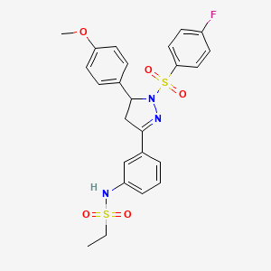 N-[3-[2-(4-fluorophenyl)sulfonyl-3-(4-methoxyphenyl)-3,4-dihydropyrazol-5-yl]phenyl]ethanesulfonamide