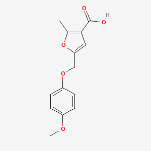 molecular formula C14H14O5 B2878114 5-(4-Methoxyphenoxymethyl)-2-methylfuran-3-carboxylic acid CAS No. 735336-36-4