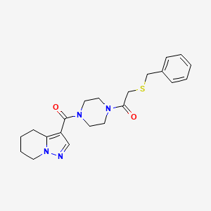 2-(benzylsulfanyl)-1-(4-{4H,5H,6H,7H-pyrazolo[1,5-a]pyridine-3-carbonyl}piperazin-1-yl)ethan-1-one