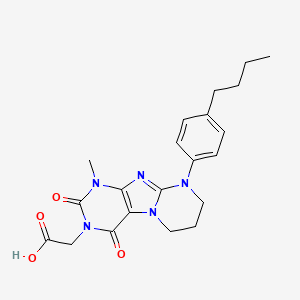 molecular formula C21H25N5O4 B2878128 2-[9-(4-butylphenyl)-1-methyl-2,4-dioxo-7,8-dihydro-6H-purino[7,8-a]pyrimidin-3-yl]acetic acid CAS No. 887197-71-9