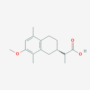 molecular formula C16H22O3 B287813 2-(7-Methoxy-5,8-dimethyl-1,2,3,4-tetrahydro-2-naphthalenyl)propanoic acid 
