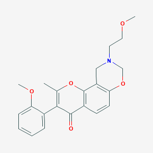 molecular formula C22H23NO5 B2878131 9-(2-methoxyethyl)-3-(2-methoxyphenyl)-2-methyl-9,10-dihydrochromeno[8,7-e][1,3]oxazin-4(8H)-one CAS No. 1010873-60-5