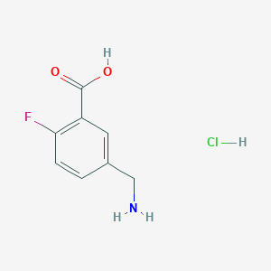 molecular formula C8H9ClFNO2 B2878136 5-(Aminomethyl)-2-fluorobenzoic acid;hydrochloride CAS No. 2377031-63-3