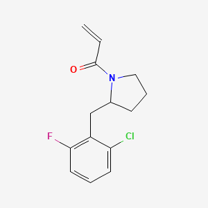 molecular formula C14H15ClFNO B2878146 1-[2-[(2-Chloro-6-fluorophenyl)methyl]pyrrolidin-1-yl]prop-2-en-1-one CAS No. 2175508-07-1