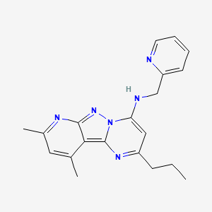 molecular formula C20H22N6 B2878155 8,10-dimethyl-2-propyl-N-(pyridin-2-ylmethyl)pyrido[2',3':3,4]pyrazolo[1,5-a]pyrimidin-4-amine CAS No. 879570-70-4