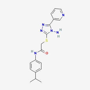 molecular formula C18H20N6OS B2878181 2-{[4-amino-5-(pyridin-3-yl)-4H-1,2,4-triazol-3-yl]sulfanyl}-N-[4-(propan-2-yl)phenyl]acetamide CAS No. 880802-18-6