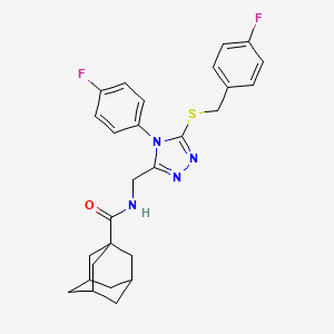 N-[[4-(4-fluorophenyl)-5-[(4-fluorophenyl)methylsulfanyl]-1,2,4-triazol-3-yl]methyl]adamantane-1-carboxamide