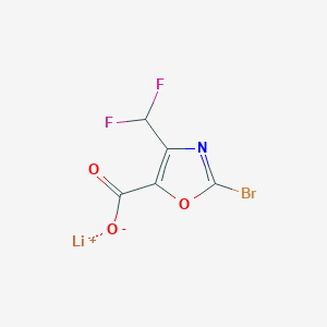 molecular formula C5HBrF2LiNO3 B2878205 锂；2-溴-4-(二氟甲基)-1,3-恶唑-5-甲酸盐 CAS No. 2413868-99-0
