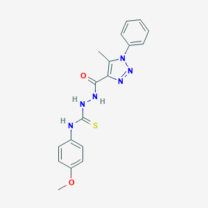 molecular formula C18H18N6O2S B287824 N-(4-methoxyphenyl)-2-[(5-methyl-1-phenyl-1H-1,2,3-triazol-4-yl)carbonyl]hydrazinecarbothioamide 