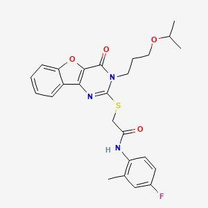 N-(4-fluoro-2-methylphenyl)-2-({4-oxo-3-[3-(propan-2-yloxy)propyl]-3,4-dihydro[1]benzofuro[3,2-d]pyrimidin-2-yl}sulfanyl)acetamide