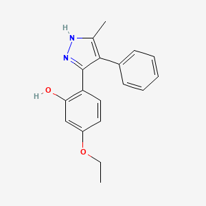 molecular formula C18H18N2O2 B2878247 5-ethoxy-2-(5-methyl-4-phenyl-1H-pyrazol-3-yl)phenol CAS No. 394237-72-0
