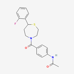 molecular formula C20H21FN2O2S B2878248 N-(4-(7-(2-fluorophenyl)-1,4-thiazepane-4-carbonyl)phenyl)acetamide CAS No. 1705999-61-6