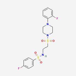 4-fluoro-N-(2-((4-(2-fluorophenyl)piperazin-1-yl)sulfonyl)ethyl)benzenesulfonamide