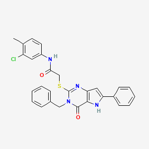 molecular formula C28H23ClN4O2S B2878258 2-((3-benzyl-4-oxo-6-phenyl-4,5-dihydro-3H-pyrrolo[3,2-d]pyrimidin-2-yl)thio)-N-(3-chloro-4-methylphenyl)acetamide CAS No. 1114915-83-1