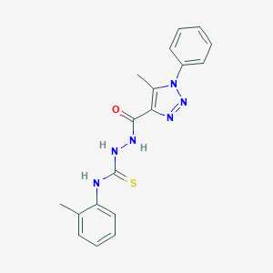molecular formula C18H18N6OS B287826 N-(2-methylphenyl)-2-[(5-methyl-1-phenyl-1H-1,2,3-triazol-4-yl)carbonyl]hydrazinecarbothioamide 