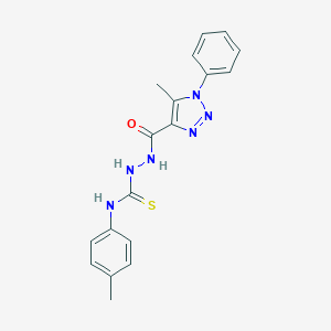 molecular formula C18H18N6OS B287827 N-(4-methylphenyl)-2-[(5-methyl-1-phenyl-1H-1,2,3-triazol-4-yl)carbonyl]hydrazinecarbothioamide 