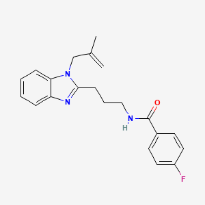 molecular formula C21H22FN3O B2878275 4-fluoro-N-(3-(1-(2-methylallyl)-1H-benzo[d]imidazol-2-yl)propyl)benzamide CAS No. 850925-59-6