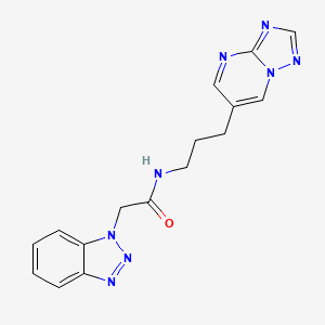 molecular formula C16H16N8O B2878278 N-(3-([1,2,4]三唑并[1,5-a]嘧啶-6-基)丙基)-2-(1H-苯并[d][1,2,3]三唑-1-基)乙酰胺 CAS No. 2034377-85-8