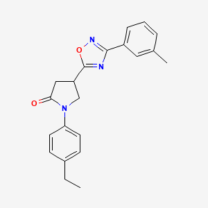 molecular formula C21H21N3O2 B2878282 1-(4-Ethylphenyl)-4-[3-(3-methylphenyl)-1,2,4-oxadiazol-5-yl]pyrrolidin-2-one CAS No. 941961-37-1