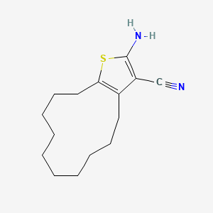 molecular formula C15H22N2S B2878285 2-Amino-4,5,6,7,8,9,10,11,12,13-decahydrocyclododeca[b]thiophene-3-carbonitrile CAS No. 40106-17-0