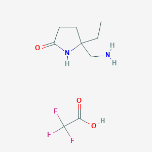 molecular formula C9H15F3N2O3 B2878290 5-(氨甲基)-5-乙基吡咯烷-2-酮三氟乙酸 CAS No. 2361645-41-0