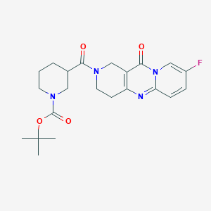 molecular formula C22H27FN4O4 B2878295 tert-butyl 3-(8-fluoro-11-oxo-2,3,4,11-tetrahydro-1H-dipyrido[1,2-a:4',3'-d]pyrimidine-2-carbonyl)piperidine-1-carboxylate CAS No. 2034275-08-4