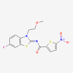 molecular formula C15H12FN3O4S2 B2878296 (Z)-N-(6-氟-3-(2-甲氧乙基)苯并[d]噻唑-2(3H)-亚甲基)-5-硝基噻吩-2-甲酰胺 CAS No. 864976-43-2