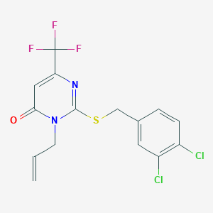 molecular formula C15H11Cl2F3N2OS B2878307 3-allyl-2-[(3,4-dichlorobenzyl)sulfanyl]-6-(trifluoromethyl)-4(3H)-pyrimidinone CAS No. 866143-12-6