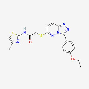 molecular formula C19H18N6O2S2 B2878309 2-((3-(4-ethoxyphenyl)-[1,2,4]triazolo[4,3-b]pyridazin-6-yl)thio)-N-(4-methylthiazol-2-yl)acetamide CAS No. 852436-99-8