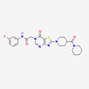 N-(3-fluorophenyl)-2-{7-oxo-2-[4-(piperidine-1-carbonyl)piperidin-1-yl]-6H,7H-[1,3]thiazolo[4,5-d]pyrimidin-6-yl}acetamide