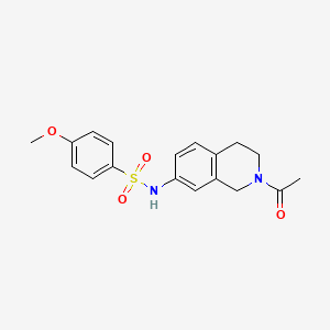 molecular formula C18H20N2O4S B2878323 N-(2-乙酰基-1,2,3,4-四氢异喹啉-7-基)-4-甲氧基苯磺酰胺 CAS No. 955747-57-6