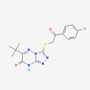 molecular formula C16H16FN5O2S B2878324 6-(tert-butyl)-3-((2-(4-fluorophenyl)-2-oxoethyl)thio)-[1,2,4]triazolo[4,3-b][1,2,4]triazin-7(8H)-one CAS No. 896298-46-7