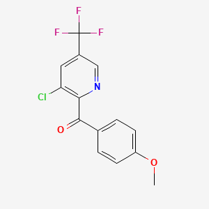 molecular formula C14H9ClF3NO2 B2878327 [3-氯-5-(三氟甲基)-2-吡啶基](4-甲氧基苯基)甲酮 CAS No. 206357-62-2