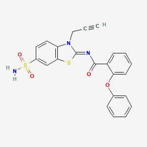 molecular formula C23H17N3O4S2 B2878331 (Z)-2-phenoxy-N-(3-(prop-2-yn-1-yl)-6-sulfamoylbenzo[d]thiazol-2(3H)-ylidene)benzamide CAS No. 865182-67-8