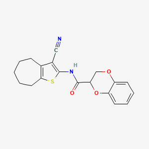 N-{3-cyano-4H,5H,6H,7H,8H-cyclohepta[b]thiophen-2-yl}-2,3-dihydro-1,4-benzodioxine-2-carboxamide