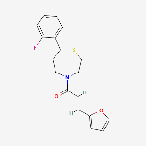 molecular formula C18H18FNO2S B2878344 (E)-1-(7-(2-fluorophenyl)-1,4-thiazepan-4-yl)-3-(furan-2-yl)prop-2-en-1-one CAS No. 1706508-00-0