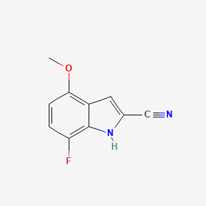 molecular formula C10H7FN2O B2878356 7-氟-4-甲氧基-1H-吲哚-2-腈 CAS No. 1379247-05-8